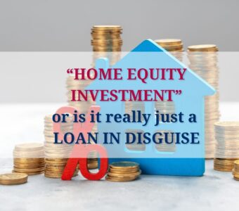 Home Equity Investment or is it really just a Loan in Disguise with a blue wooden house and stack of coins behind it